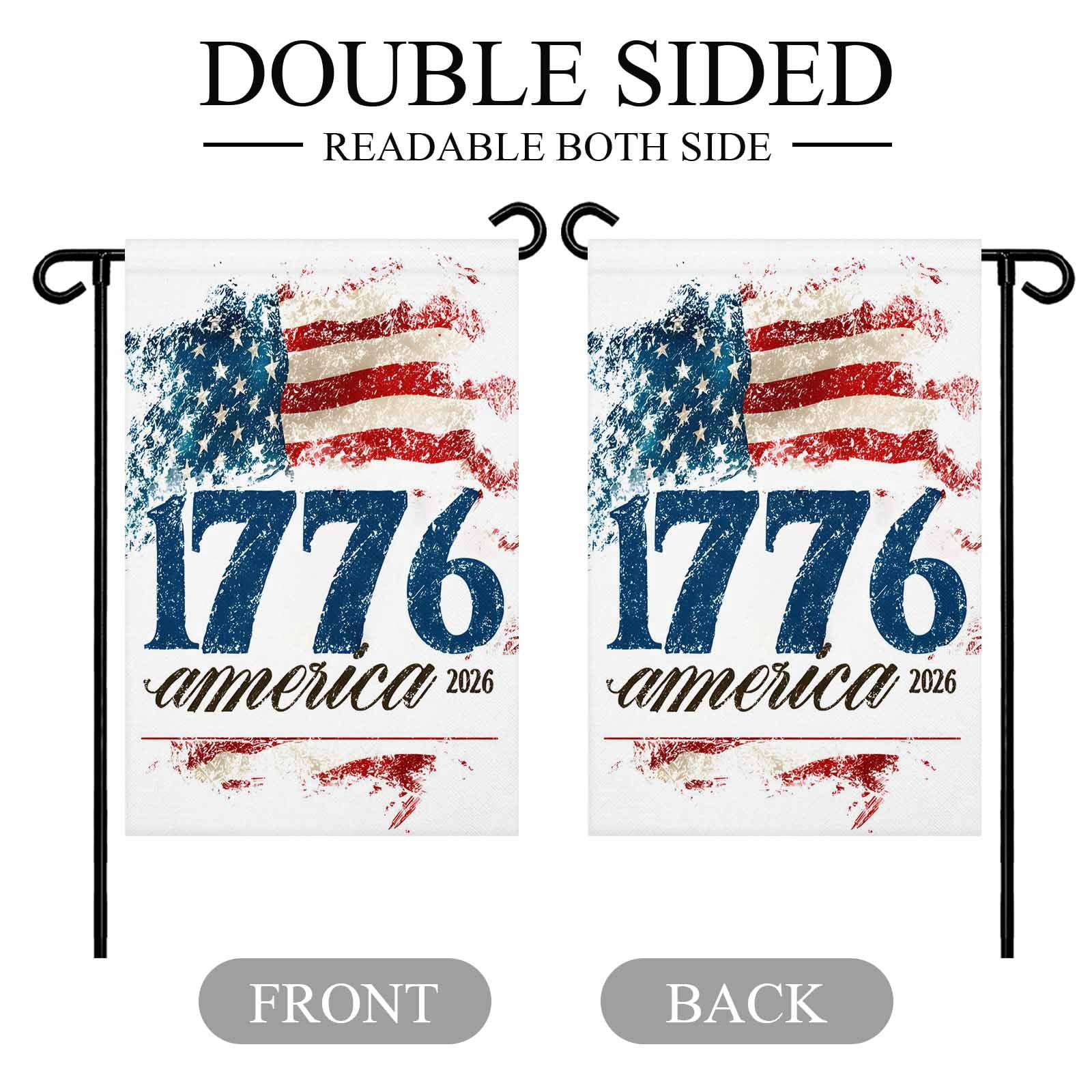 4th of July Garden Flags America1776-2026 Garden Flag Double Sided Welcome Flag Vintage USA Flag Independence Day Yard Flags for Outdoor Lawn Porch Memorial Day Seasonal Holiday Decor 28x40 Inch