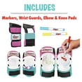 thumbnail image 3 of Wipeout 3 Pack Set with Wrist Guards, Knee and Elbow Pads for Bike, Skate, and Scooter, Pink/Teal, 3 of 10