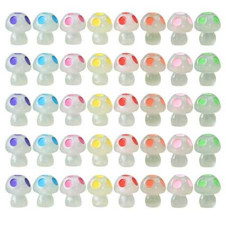 

HOMEMAXS 40Pcs Garden Miniatures Mushroom Micro Noctilucent Landscape Resin Tiny Patio Ornaments