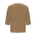 thumbnail image 5 of 3/4 Sleeve Tops for Women Plus Size Cotton Linen Crewneck Pleated Three Quarter Sleeve T Shirts Summer Casual Solid Rond Neck Loose Comfy Short Sleeve Tee Shirt, 5 of 9