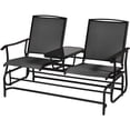 thumbnail image 2 of Gymax Patio 2-Person Glider Rocking Chair Loveseat Garden w/ Tempered Glass Table Black, 2 of 10