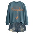 thumbnail image 2 of Trendfront Womens Halloween Growing A Little Pumpkin Sweatshirt Long Sleeve Graphic Crewneck Fall Theme Pumpkin Print Pullover Top, 2 of 3