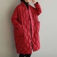 thumbnail image 5 of Women Long Baggy Winter Puffer Coats Collarless Cotton Padded Jacket Button Up Long Sleeve Quilted Outerwear Pockets, 5 of 6