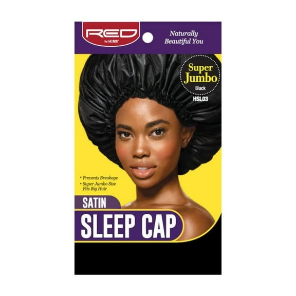 KISS - RED SATIN SLEEP CAP (BLACK  SUPER JUMBO)