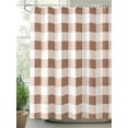 thumbnail image 2 of Boanket Polyester Fabric Brown Checkered Shower Curtain, Farmhouse Buffalo Plaid Waterproof Bathtub Curtain Bathroom Decor Set with Hooks 54 x 78 Inches,, 2 of 6