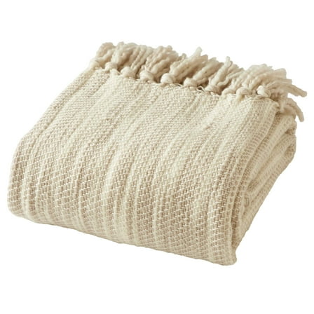 Beautiful Neutral Woven Throw by Drew Barrymore, 50" x 60"