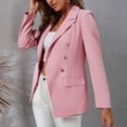 thumbnail image 6 of Hesxuno Blazer Jackets For Women Trendy Solid Double Breasted Business Attire Slim Fit Lapel Long Sleeve Coats Office Casual Ladies Tops, 6 of 7