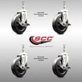 thumbnail image 2 of 5 Inch 316SS Hard Rubber Wheel Swivel 12mm Threaded Stem Caster Set Brake, 2 of 2