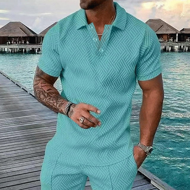 Dvkptbk Tenues d'Été pour Hommes Chemise de Mode Décontractée à Manches Courtes Col Rabattu Blouse & Chemise