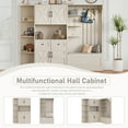 thumbnail image 5 of L-Shaped Hall Tree with Storage and 4 Hooks, Multifunctional 2-in-1 Mudroom Storage Organizer with Bench, Center Storage Open Cabinets for Living Room, Kitchen and Hallway, Beige, 5 of 9
