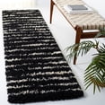thumbnail image 3 of SAFAVIEH Venus Sophie Striped Shag Runner, 2'2" x 8', Black/Ivory, 3 of 9