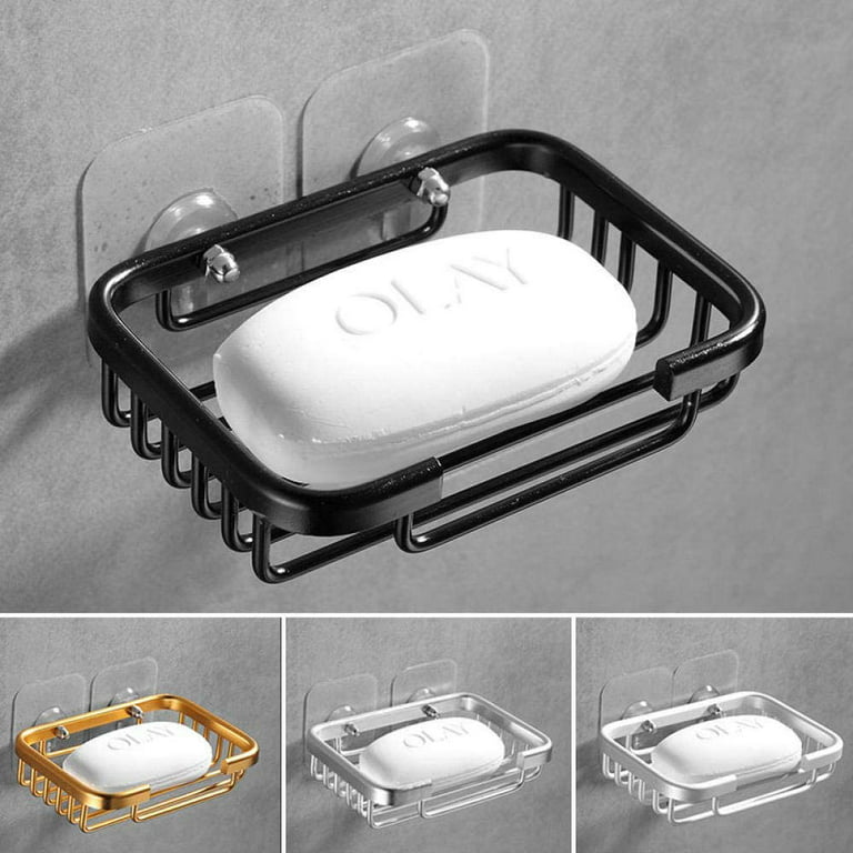 Bobasndm Shower Soap Holder,Self Adhesive Bar Soap Holder for Shower Wall,  Bathroom, Kitchen Wall Mounted Soap Dish Black Soap Tray for Bar Soap