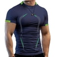 thumbnail image 3 of Camiseta deportiva para hombre, camiseta de entrenamiento transpirable, manga corta con estampado bonito para gimnasio, 3 of 5