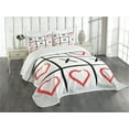 thumbnail image 3 of Ambesonne Xo Quilted Bedspread Set 3 Pcs, Humor Love Hobby, Queen Size, Vermilion Pale Grey, 3 of 5