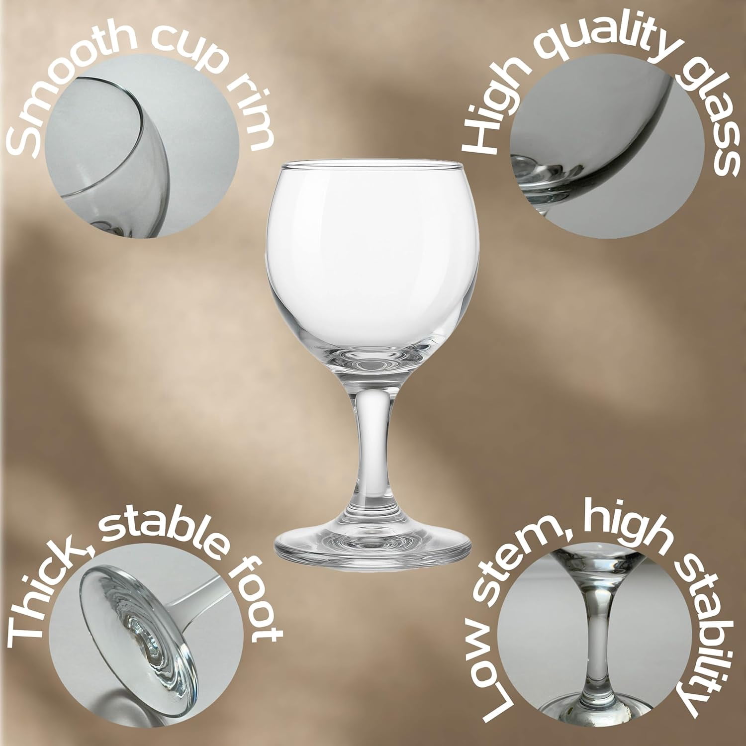 Premium Clear Glass Goblets Set of 6 – 10 oz Elegant Drinking Glasses for Wine, Water, Cocktails – Durable Clear Glassware