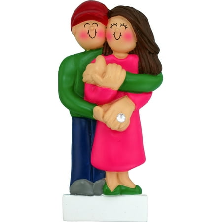 Engagement Female Brown Personalized Christmas Ornament DO-IT-YOURSELF