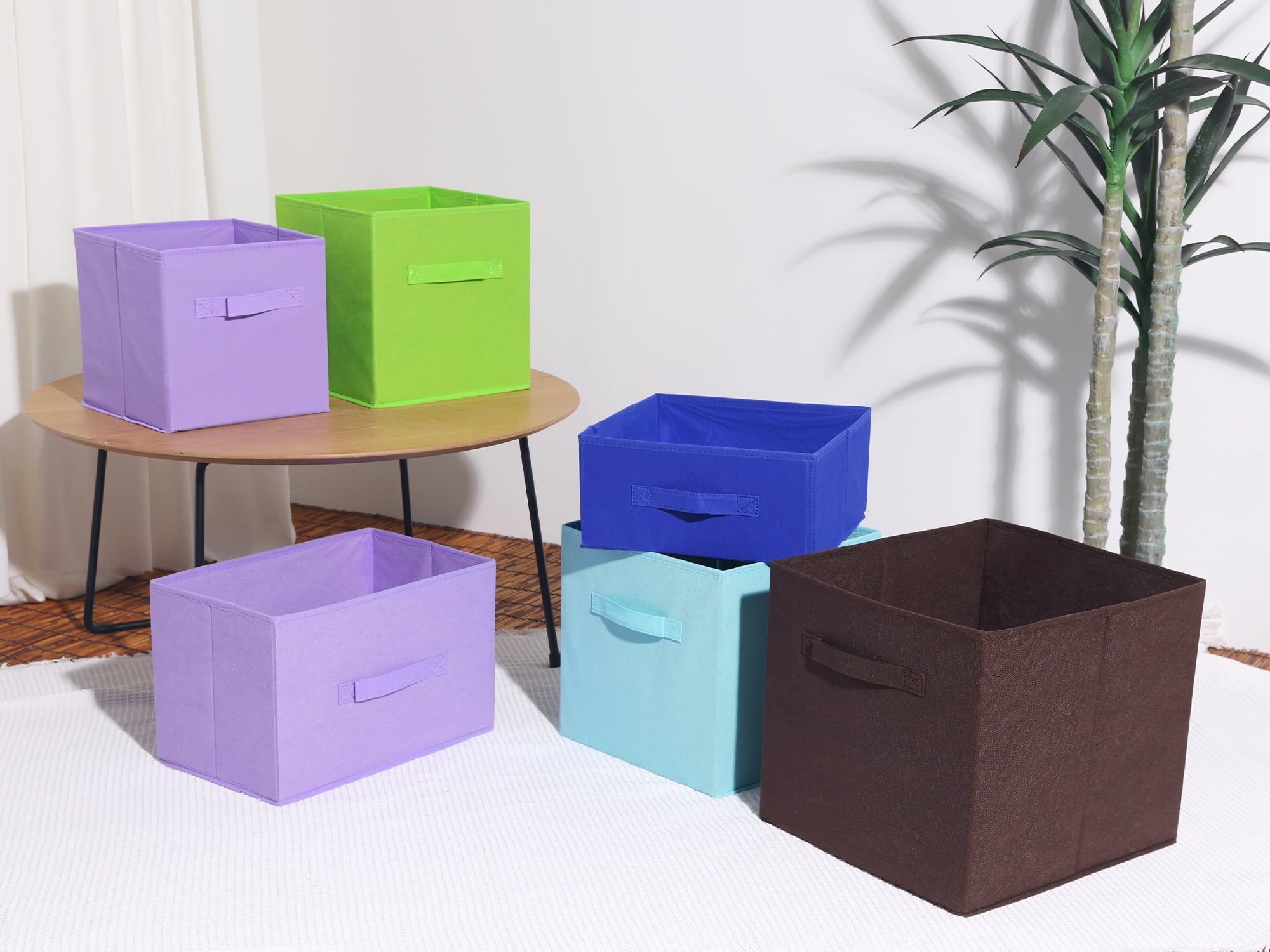 Unique Bargains Fabric Storage Cube Storage Bin Dark Blue 12.2*12.2*12.2in