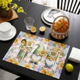 thumbnail image 3 of Sunflowers Placemats Set of 6, Spring Gnomes Hydrangea Daisy Flowers Pink Plaid Placemats for Dining Table, Place Mats for Kitchen Tabletop, Waterproof Wipeable Dining Table Mats Set, 3 of 9