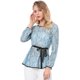 thumbnail image 2 of AllegK Blusas Tops Peplum De Encaje Semitransparente De ManLarCon CintuAnudaPaMujer Azul S, 2 of 6
