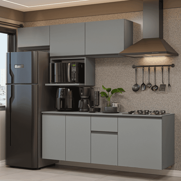 Cocina Integral Completa Modular Madesa Nice 240cm Gris 03