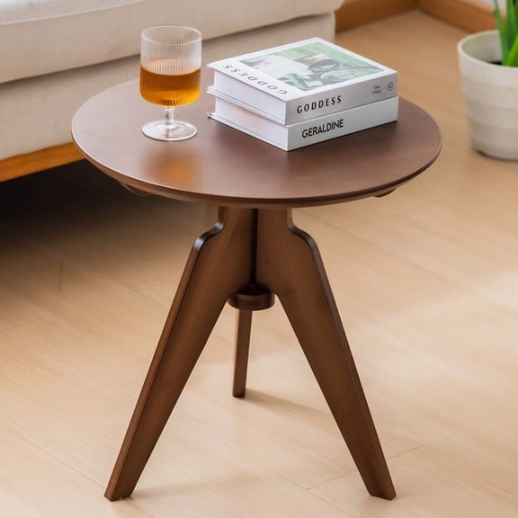 Bamboo Round Side Table, 3-Leg Design for Living Room, Bedroom, or Office