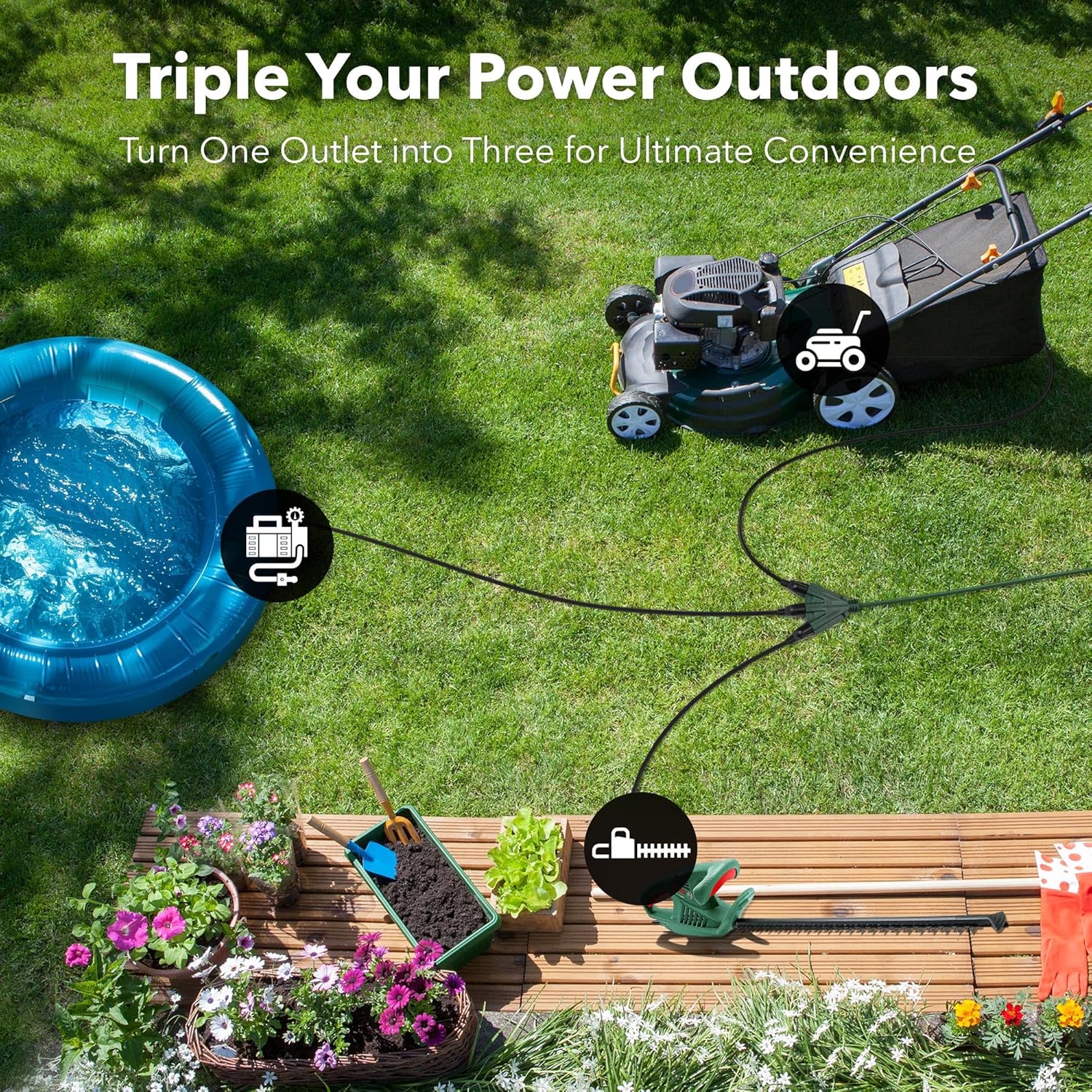 BN-LINK 25 Ft Lawn & Garden Extension Cord Green 2 Pack photo 6