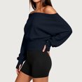 thumbnail image 5 of Bxsruta Womens Off Shoulder Tops Long Sleeve Banded Waist Blouses Casual Pullover, 5 of 6