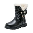 thumbnail image 3 of Girls‘ Winter Boots, Water-Resistant Faux Suede with Thick Fur Interior, Warm Mid-Calf Boots for Tweens, Outdoor Play, and Seasonal Gift Black 35, 3 of 6
