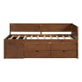 thumbnail image 4 of Harper & Bright Designs Twin Size Daybed with Storage Shelves and Drawers, Wood Corner Captain Beds L-Shaped Headboardfor Boys Girls, Walnut, 4 of 11