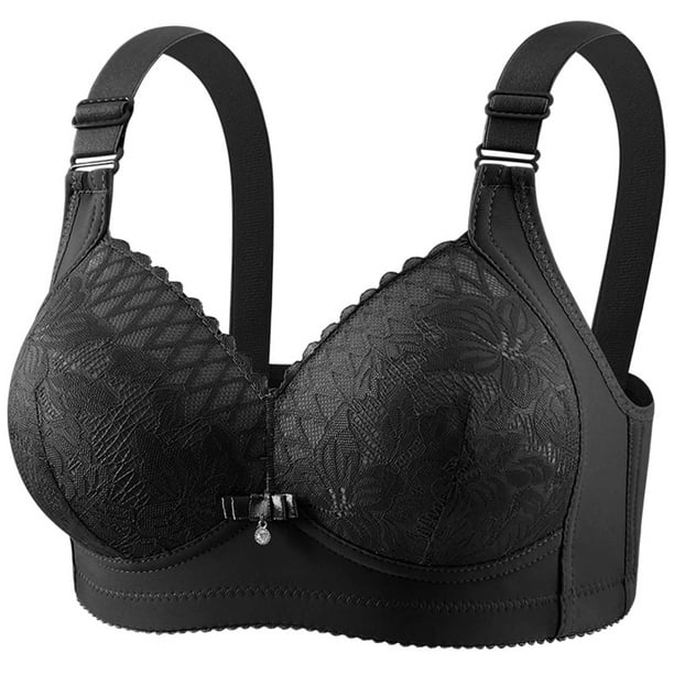 Ropa Interior Transpirable para las Mujeres Tamaño Grande Hebilla Delantera Color Sólido sin Bordes Cómodo Y Transpirable Recogido Sujetador Delgado Diario