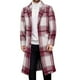 thumbnail image 1 of Kalauyu Men's Casual Notched Collar Plaid Single Breasted Wool Blend Formal Trench Top Coat, 1 of 5