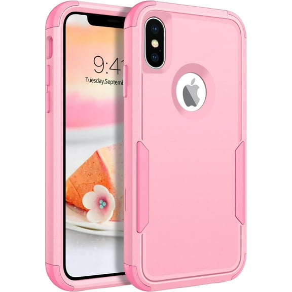 iPhone XS Max Case, iPhone XS Max Phone Case, 3 in 1 Three Layer Heavy Duty Rugged Hybrid Hard PC Soft TPU Bumper Shockproof Full Protective Apple iPhone XS Max Phone Case for Women Girls, Pink