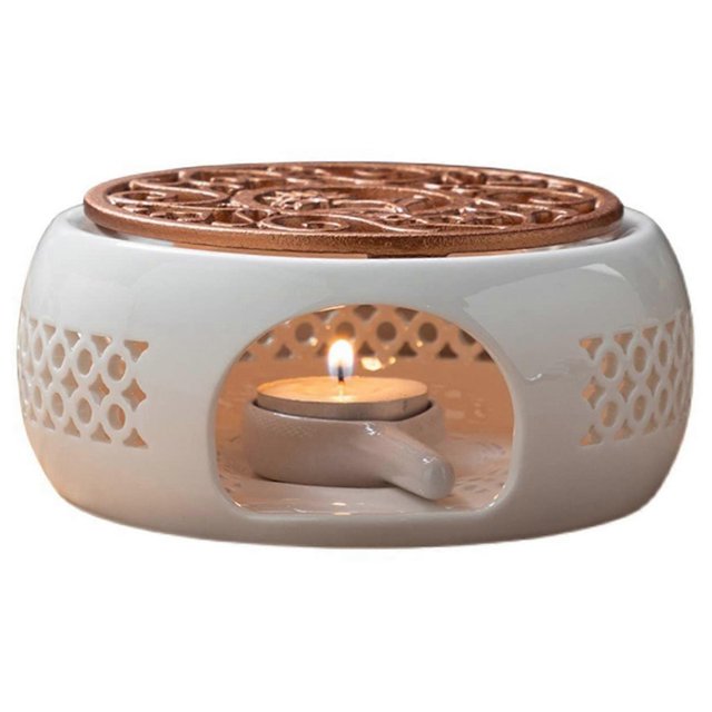 Ceramic Teapot Warmer Holder Base Tea Warmer Insulation Base Tea Coffee Water Warmer Candle Heating