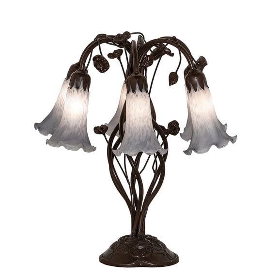 19" High Gray Tiffany Pond Lily 6 Light Table Lamp