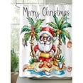 thumbnail image 2 of Christmas Shower Curtain Set, Waterproof Shower Curtains for Bathroom, Coastal Santa Claus Ocecan Beach Cocount Tree Washable Fabric Cloth Bath Curtain for Bathtub Decoration with Hooks 66x72 Inches, 2 of 6