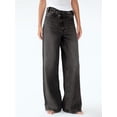 thumbnail image 3 of SUNSIOM Women’s Mid Rise Washed Jeans Crossover Wide Leg Loose Denim Pants Trousers with Pockets, 3 of 6