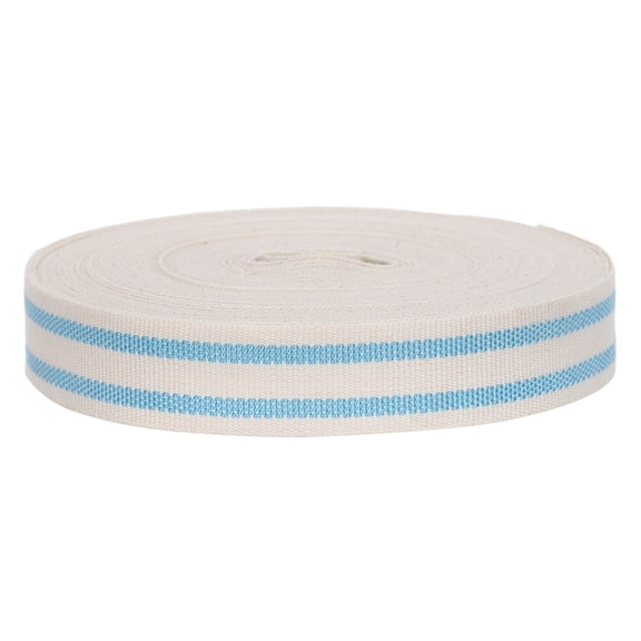 ETHZZLE Cloth Ribbon Roll Sky Blue Cotton Stripe 0.6 Inch for Holiday Wrapping and Crafting