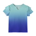 thumbnail image 6 of Dwellite Girls Ruffle Short Sleeve T Shirts Cute Little V Neck Tops for Kids Summer Casual Shirts 3-13 Years Blue 120, 6 of 6