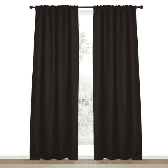 NICETOWN Solid Blackout Curtains Thermal Insulated Back Tab and Rod Pocket Black Curtains, 84" x 52" (2 Panels)