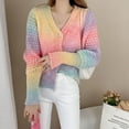 thumbnail image 2 of Fesfesfes Sweater Jacket for Women Casual Long Sleeve Button Tie-dyed Short Sweater Ladies Outwear, 2 of 6