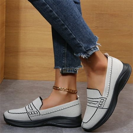 

Vedolay Women s Platform Sneakers Women s Sneakers Fashion Comfort Rubber Sole Flats Slip On Dress Shoes Gray 9