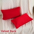 thumbnail image 2 of SURJDE Red Striped Decorative Throw Pillow Covers 12x20 Inch Set of 2,Rectangle Fall Decorations Couch Lumbar Pillowcase,Soft Cozy Faux Rabbit & Velvet Back,Modern Home Decor for Bed, 2 of 6