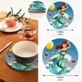 thumbnail image 3 of Pretty Mermaid Fish Big Ocean Wave Moon Lighthouse Pot Holders Trivets, 2 PCS Round Cotton Thread Weave Potholders for Kitchens Hot Pads Table Mats Coasters for Hot Dishes, 3 of 7
