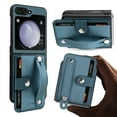 thumbnail image 3 of Elegant Choise Case with Credit Card Holder for Samsung Galaxy Z Flip 5 5G Wristband Stand Leather Phone Cover, Blue, 3 of 10