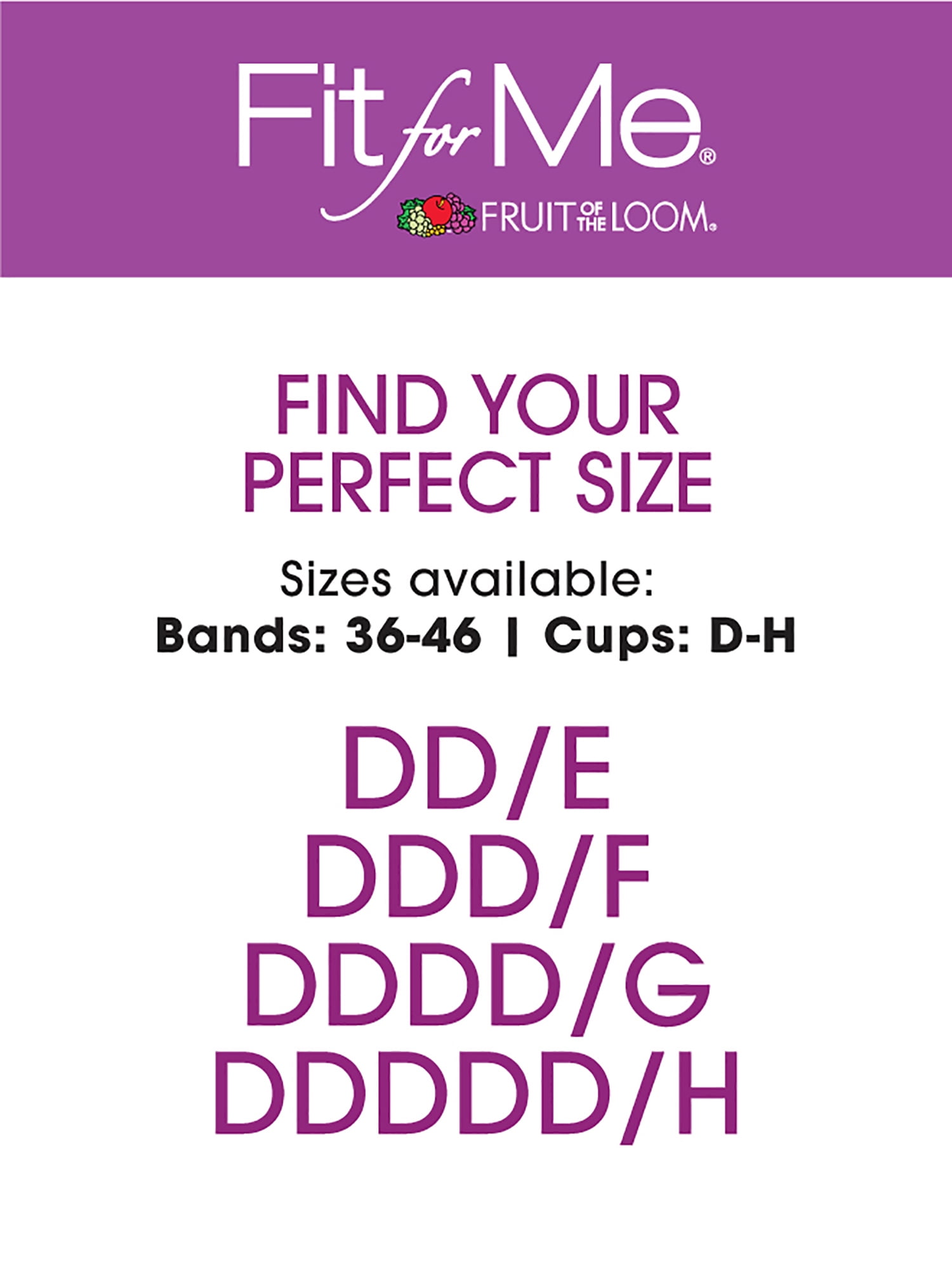 Fit for Me by Fruit of the Loom Women's Unlined Underwire Bra, Style FT967, Sizes 38D to 42H
