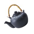 thumbnail image 3 of Japanese Style Teapot Exquisite Ceramic Tea kettle Creative Bamboo Handle Portable Tea Pot (Big Teapot Ink Snow), 3 of 7