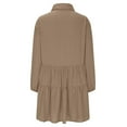 thumbnail image 4 of vdgthytj Women's Lapel Button Front Dress Long Sleeves Solid Color Mini Dress Tiered Ruffled Hem Short Dresses, 4 of 7