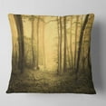thumbnail image 2 of Designart Trail Through Yellow Foggy Forest - Landscape Photography Throw Pillow - 18x18, 2 of 5