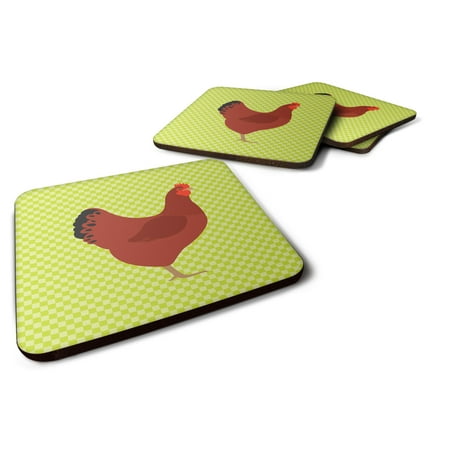 

Carolines Treasures Hampshire Red Chicken Green Foam Coaster Set of 4 3 1/2 x 3 1/2 multicolor