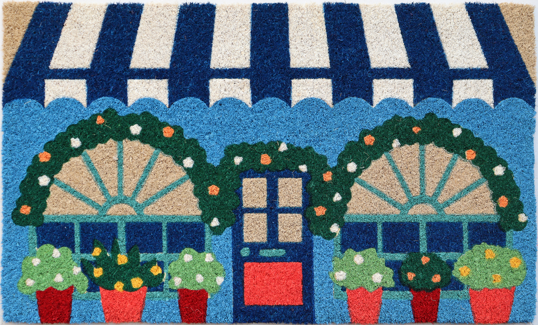 Mainstays 18"x30" Blue Flower Shop Coir Fiber Doormat